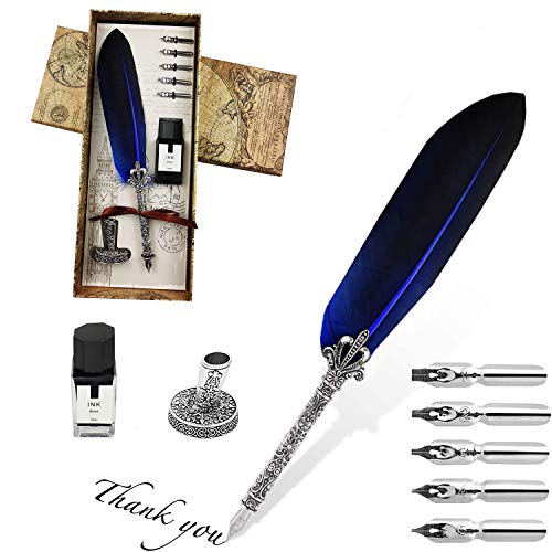 Set Penna Piuma Calligrafia Victse - Stilografica Retrò Con Taccuino, Inchiostro E Accessori, Rosso - Foto 2