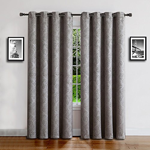 Warm Home Designs 1 Pair (2 Panels) Of Light Grey Blackout Curtains With Embossed Textured Damask Flower Pattern. Each Thermal Room Darkening Curtain Panel Is 54" X 84". Ev Grey 2X54X84 #TOP7