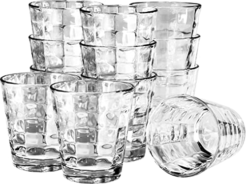 GIESSLE® 12 Stück Trinkgläser [ in Diamant Optik, 300ml, stapelbar ] Wasserglas Saftglas Set