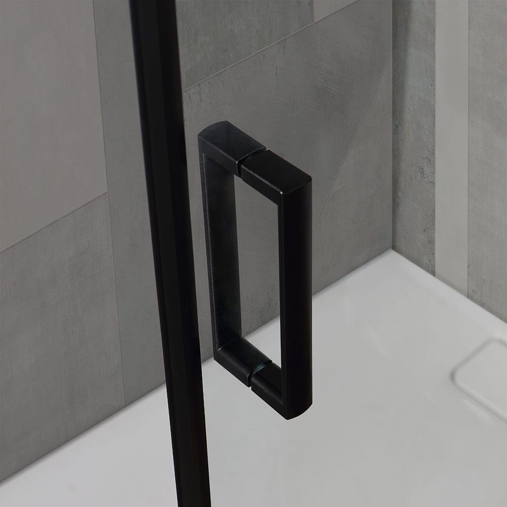 Kiamami Valentina - Box Doccia 70x90 cm, Cabina Doccia Rettangolare con Profilo Nero in Cristallo Trasparente 6 mm, Vetro Doccia Scorrevole Ideale per Arredamento Bagno, Linea City