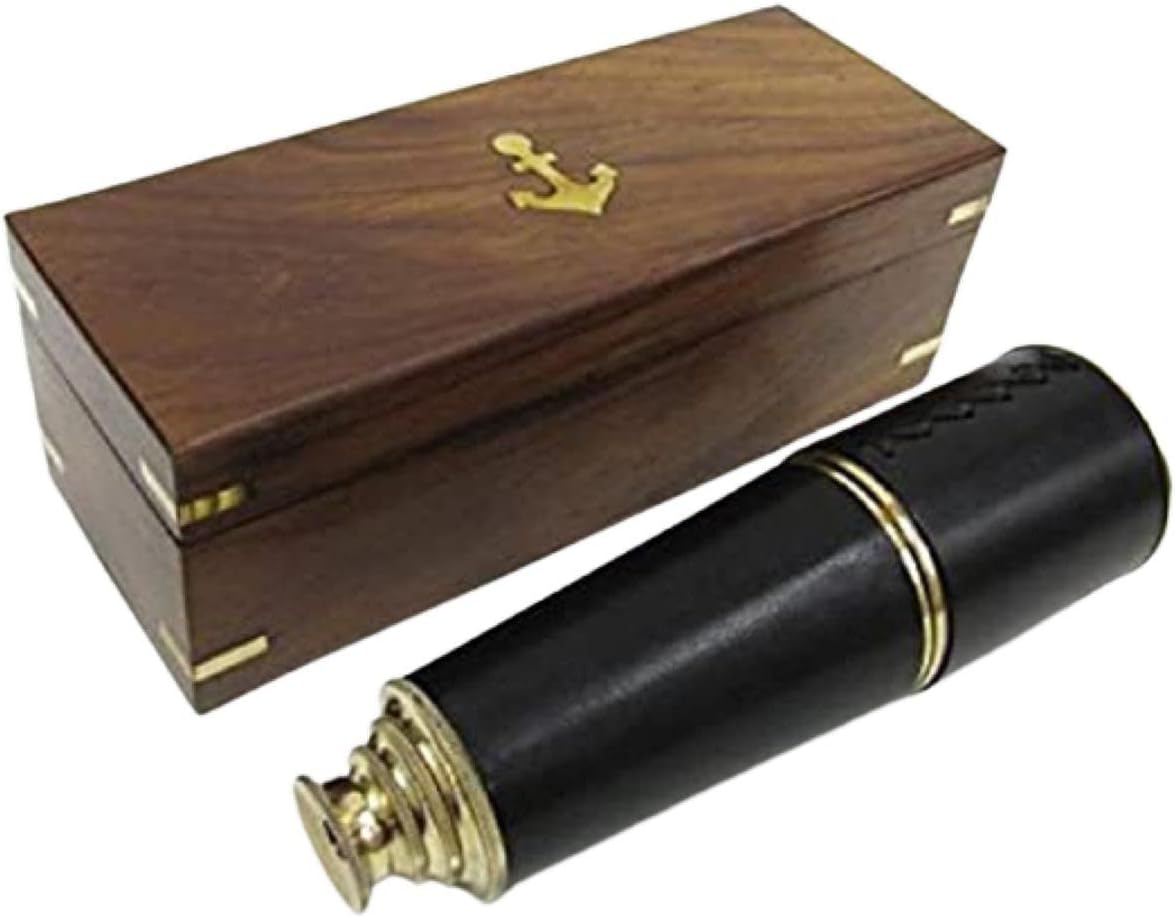 Brass Pullout Telescope with Wooden Case
