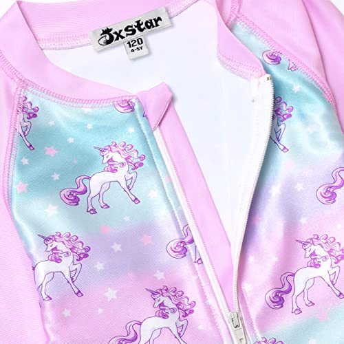 Unicorn Rashguard For Girls Size 8 9 One-Piece Swimsuits Kids Zipper Swimwear #TOP3
