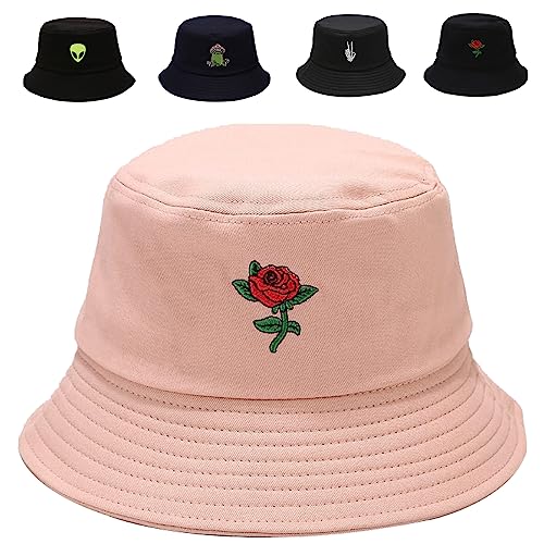 Image of Cotton Bucket Hat for Women Men Summer Travel Sun Beach Bucket Cap, Unisex Outdoor Fisherman Hat