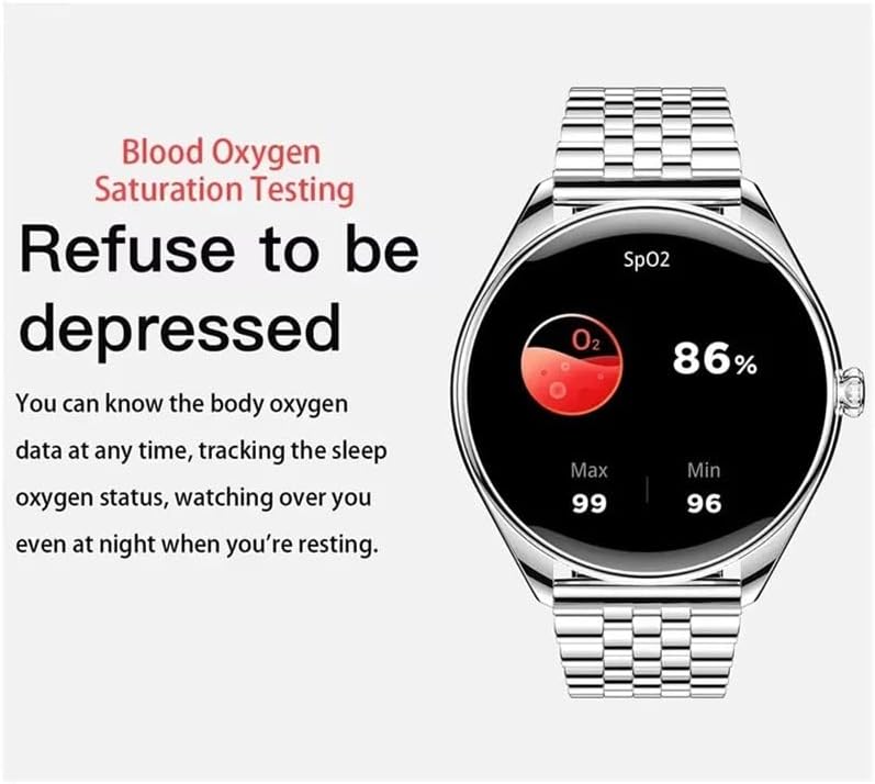 JINSHANGZI MT55 Smartwatch display showing blood oxygen saturation at 86%