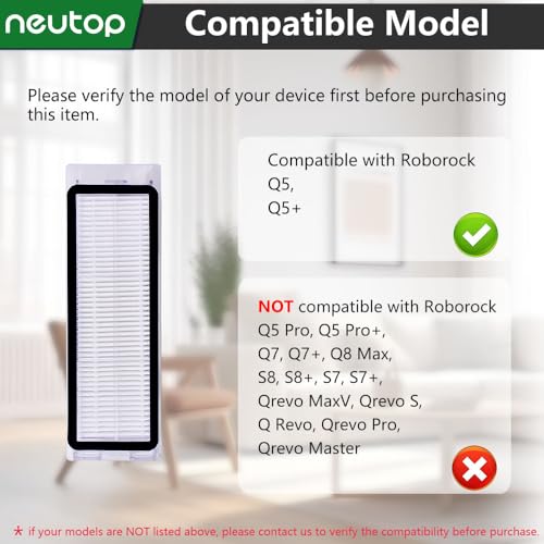 Neutop Peças de substituição de filtros, compatíveis com Roborock Q5 Q5+ Q5 Plus Robot Aspiradores d