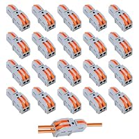 20Pcs Bornes de Connexion,Connecteurs Electriques,Steckbare Kabelverbinder 1 In 2 Out 0,2-4 mm², Durchgangsverbinder mit Hebel für DIY-Projekte Können Frei Kombiniert Werden und Elektroinstallation