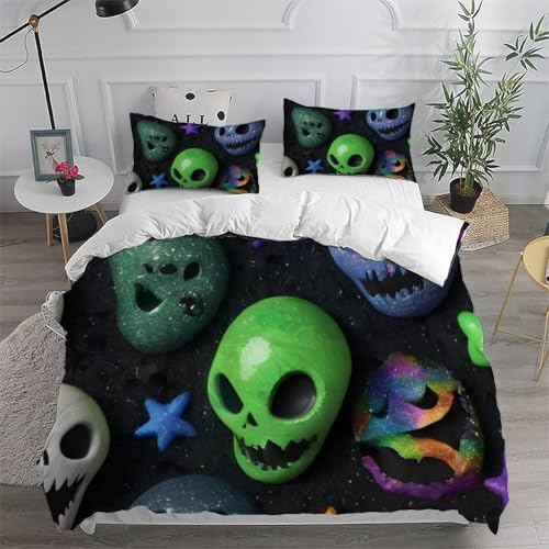 Housse de couette crâne coloré mignon, le cadeau de lit idéal - 6