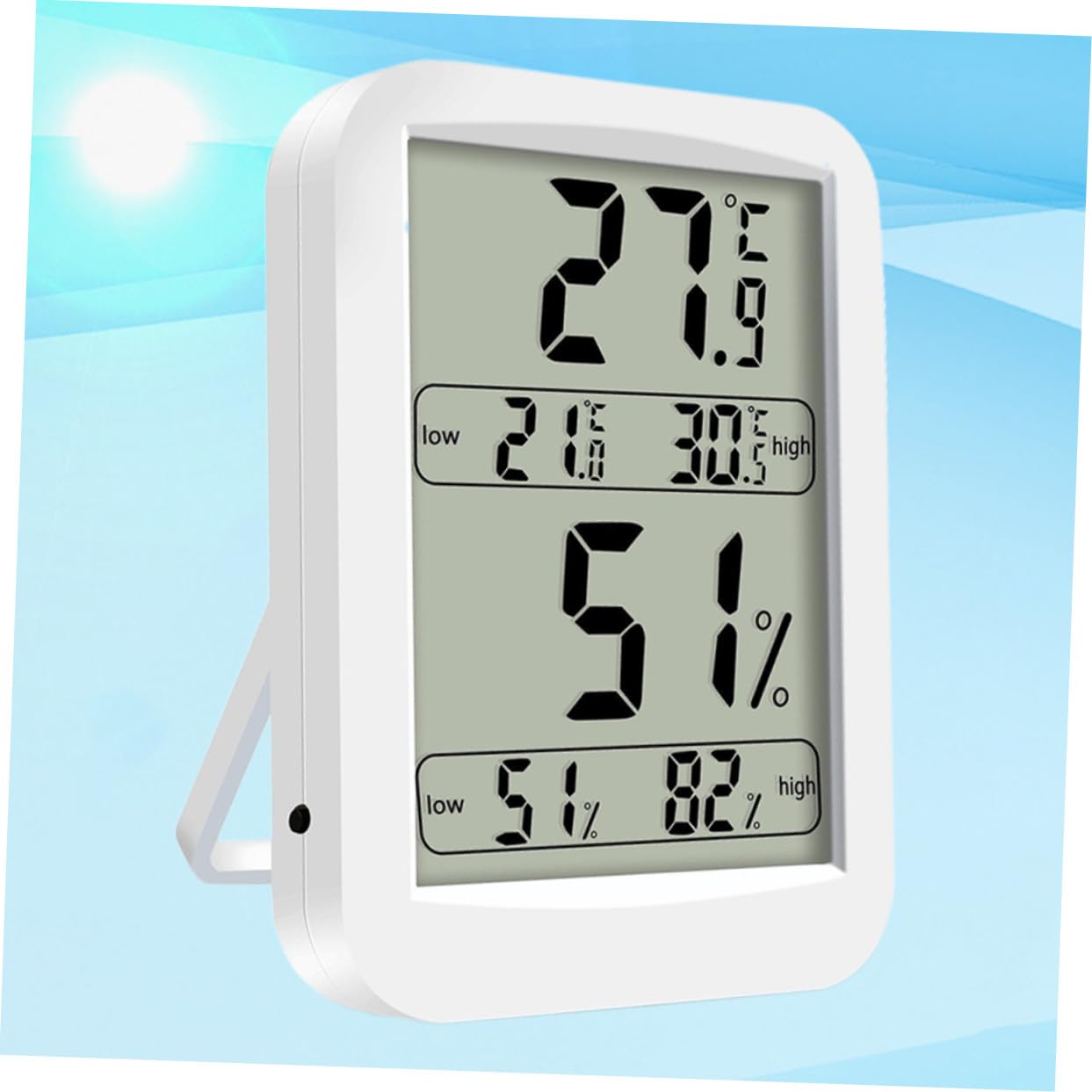 Toyvian Igrotermografo Digitale Per Interni Igrometro Display Led Termometro Ad Alta Precisione Misura Temperatura e Umidità Leggero e Portatile Bianco