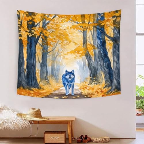 Tapisserie Le loup 3D colorée pour instaurer une ambiance mystique et apaisante