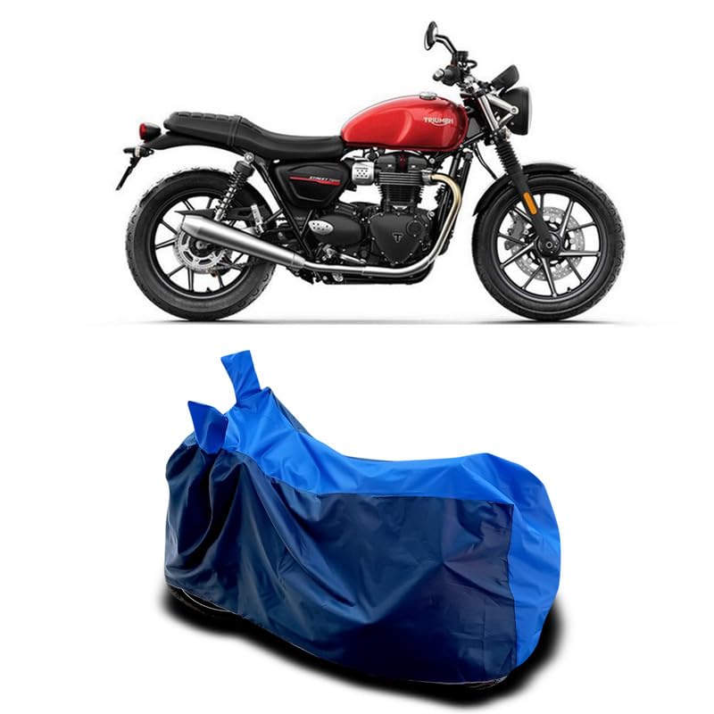 Image of DUFFEL-Two Wheeler Bike Body Cover Compatible for Triumph Street Twin Bs6 Heat Protectio /UV-Rays /Birds Dropping /DustProof /Waterproof All Variants [Nevay Blue]