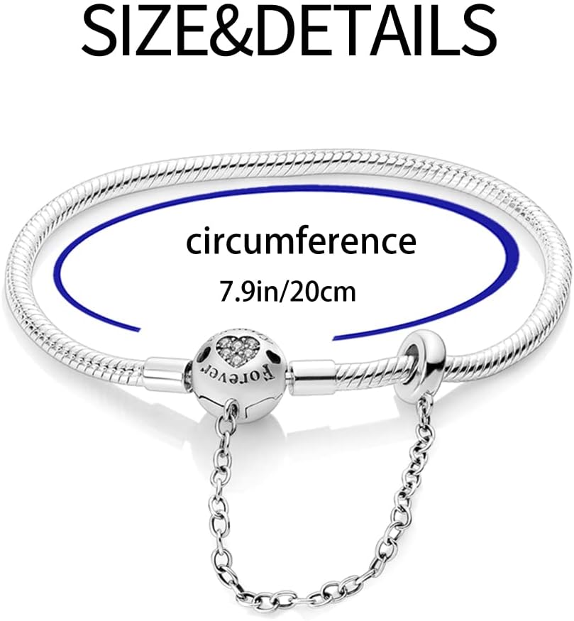 KUNSIR 925 Sterling Silver Palm Clasp Snake Chain Bracelet Basic Charm Bracelets Fit Any PDL Charm, with for Teen Women - Image 3