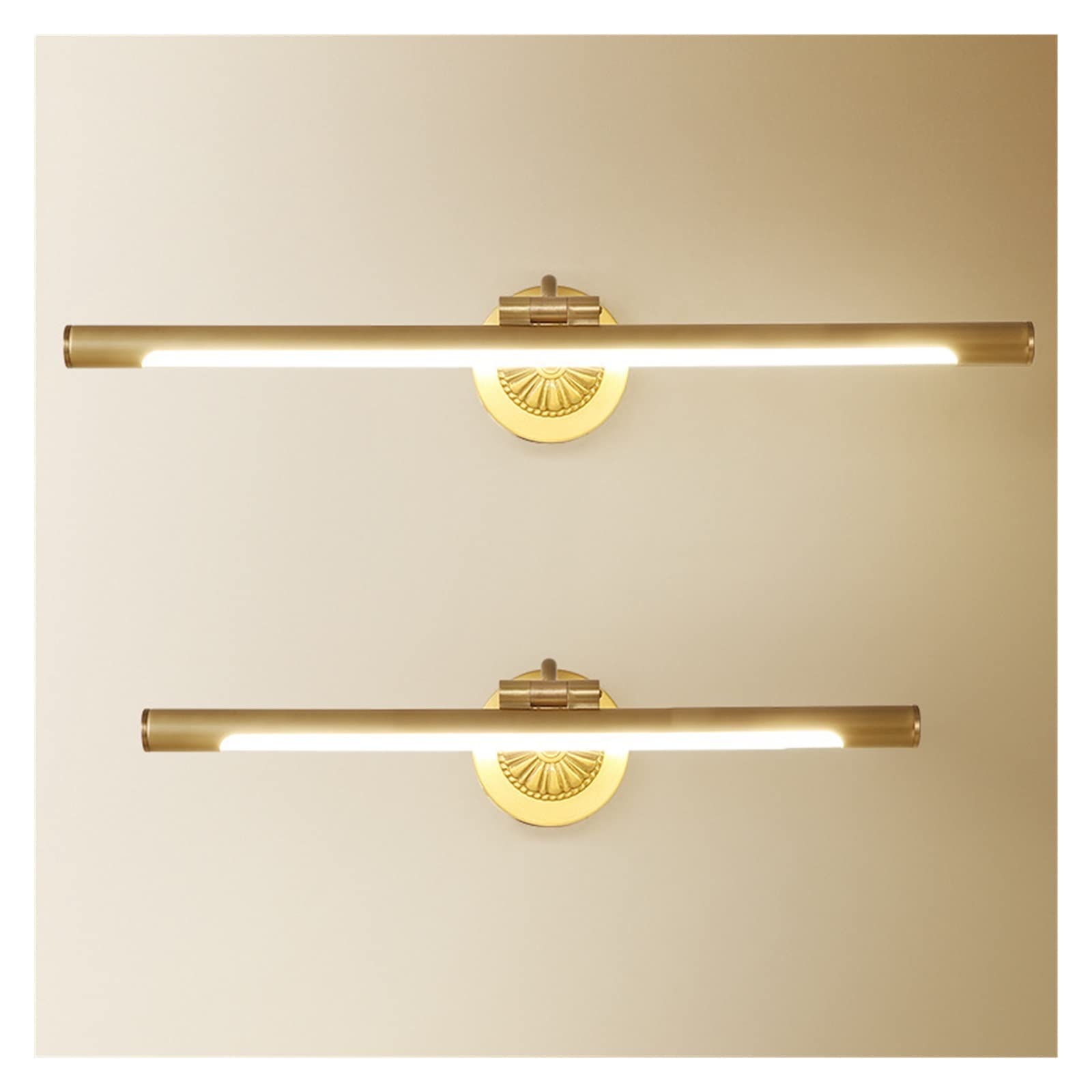 Lámpara de fotos LED inalámbrica, regulable, moderna lámpara de pasillos de metal con un solo brazo giratorio, cableado fijo, blanco cálido, acabado de latón dorado para marcos de fotos, retratos