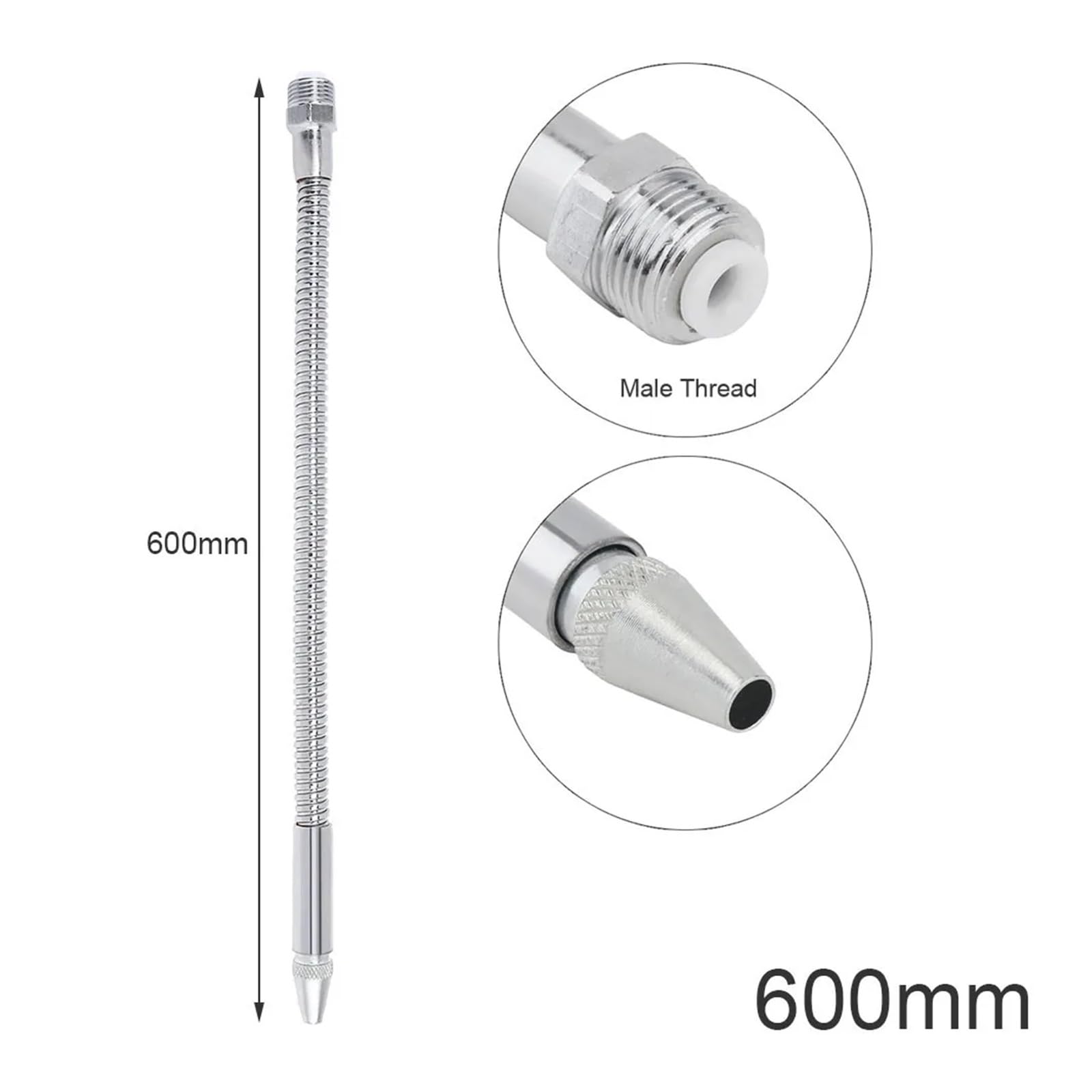 Tubo de refrigeración flexible de metal, Manguera metálica flexible de 1/2, 3/8 y 1/4 pulgadas, 400-700 mm, for refrigeración por agua y aceite, con boquilla de cabeza redonda for máquina CNC, fresado