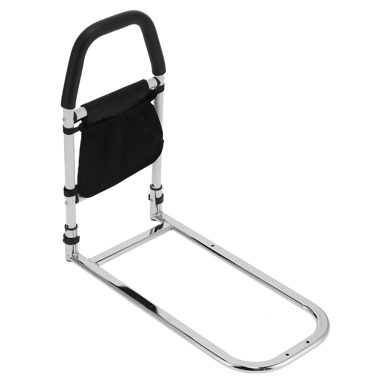 Naroote Barandilla de Cama para Personas Mayores con Protector de Mano y Bolsa de Almacenamiento Asistencia Segura para Subir y Bajar Fabricada de Acero Al Carbono 20.7x10.6x23.6in