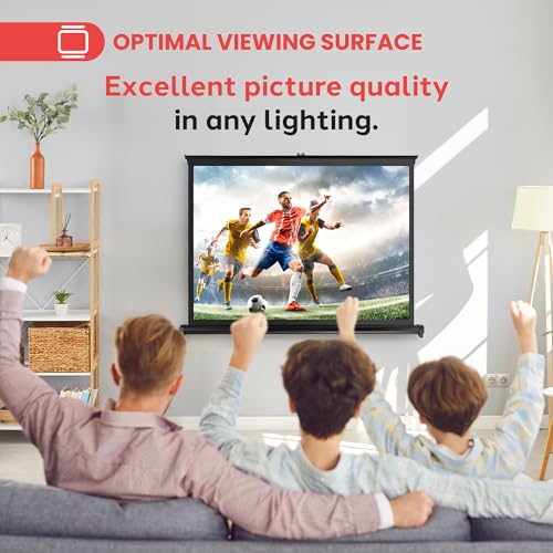 Image of Pyle Portable Projector Screen - Mobile Projection Screen Stand, Lightweight Carry & Durable Easy Pull Out System for Schools Meeting Conference Indoor Outdoor Use, 40 Inch (PRJTP46), White