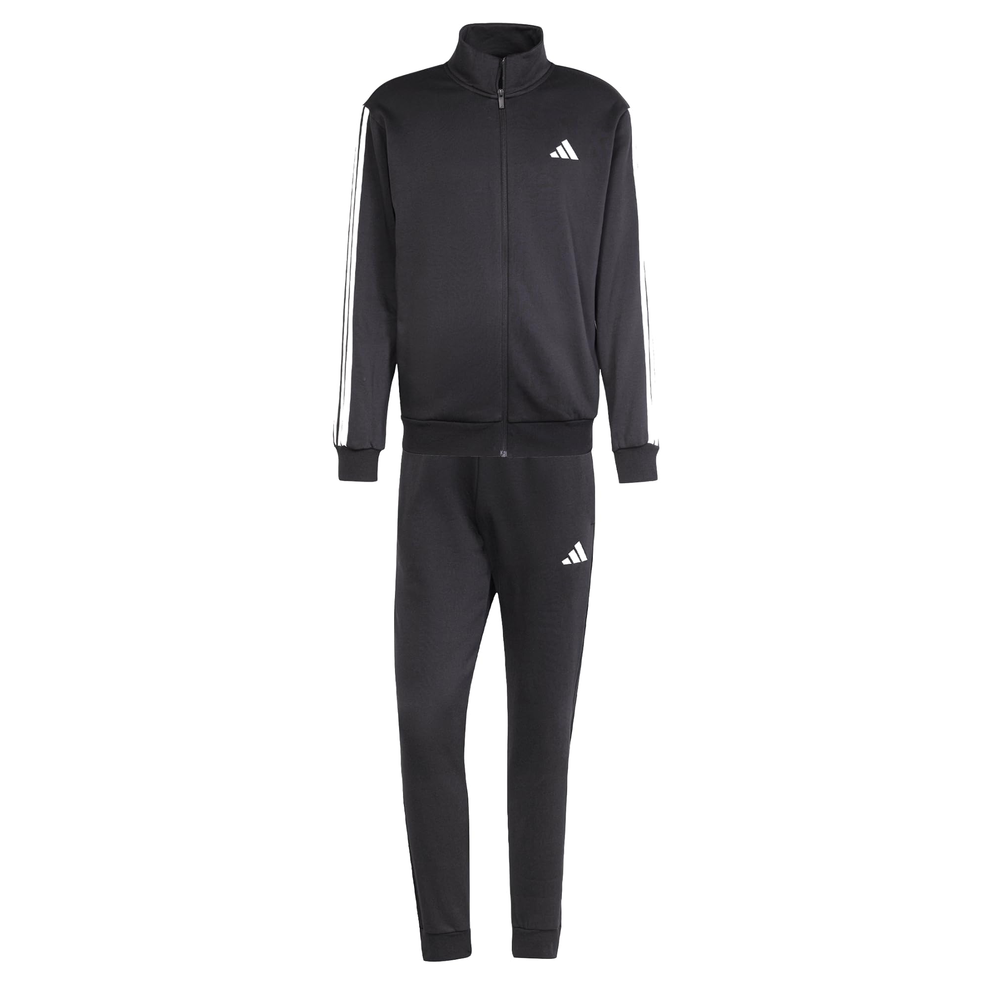 adidas Herren SPORTSWEAR BASIC 3 STRIPES FLEECE TRACKSUIT, Black, XS