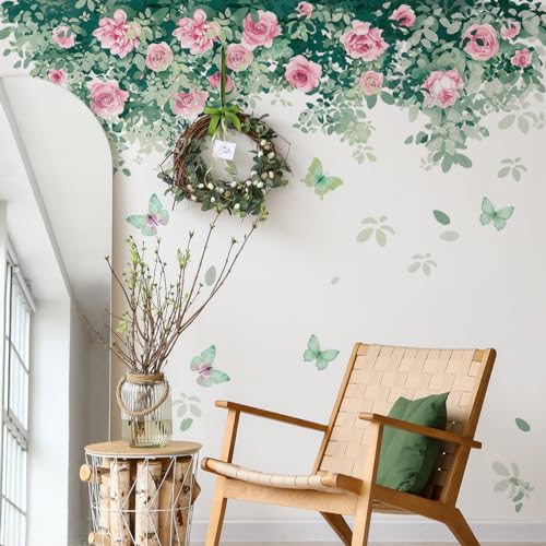 Vinilo Decorativo Floral Rosa y Mariposa miniatura 6