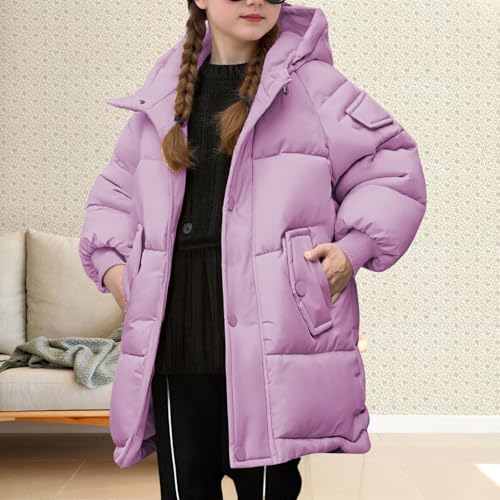 Boys Girls Knee Length Puffer Coat Zip up Hooded Thick Outwear Lightweight Windproof Quilted Down Jacket with Pocket3