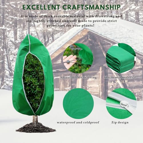 Plant Covers,Plant Frost Protection,Plant Covers for Winter,Plant Protection Fleece,Plant Frost Protection Covers with Zipper and Drawstring Resistant - Image 3