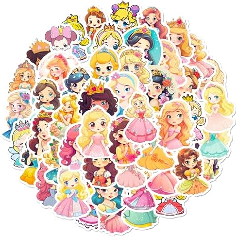 SEGXN 50 PCS Cartoon Princess Stickers Set Cover