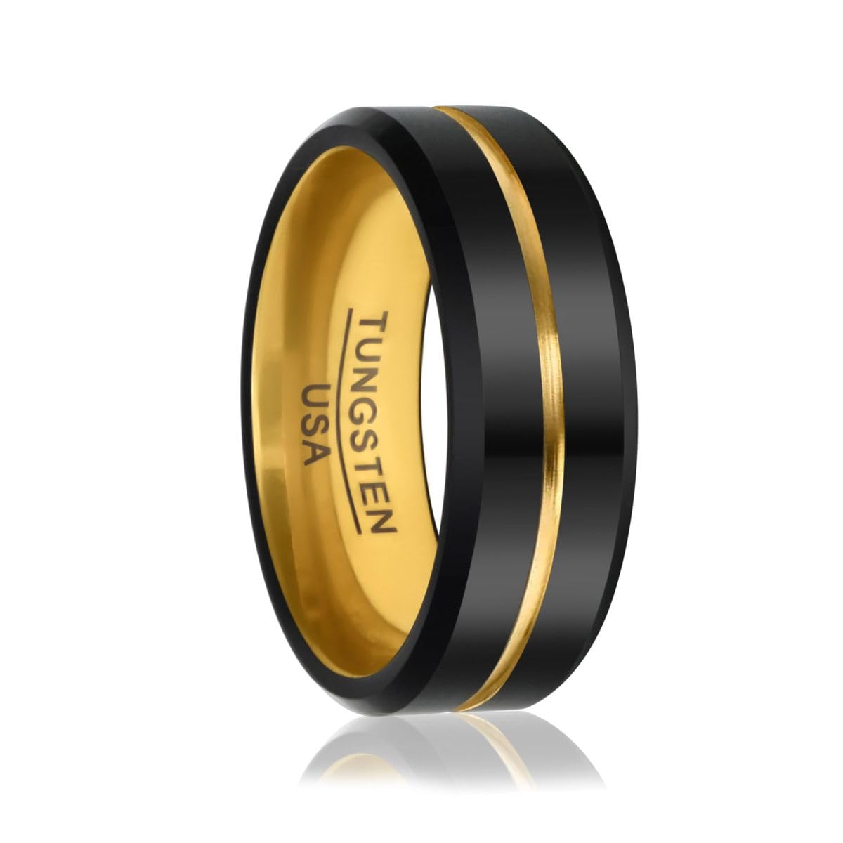 Soul-Cats Wolframcarbid Ring Bicolor – Verlobungsring, Partnerring, Geschenkbox