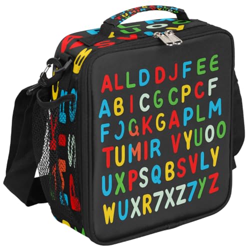 UOYO Colorful Alphabet Lunch Box, Letter Education Lunch Bag Insulated Lunchbox Reusable Cooler Bag for Office Work Picnic