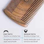 ZEUS Organic Sandalwood Double-Sided Beard Comb with Genuine Leather Sheath - R31 - Image 4