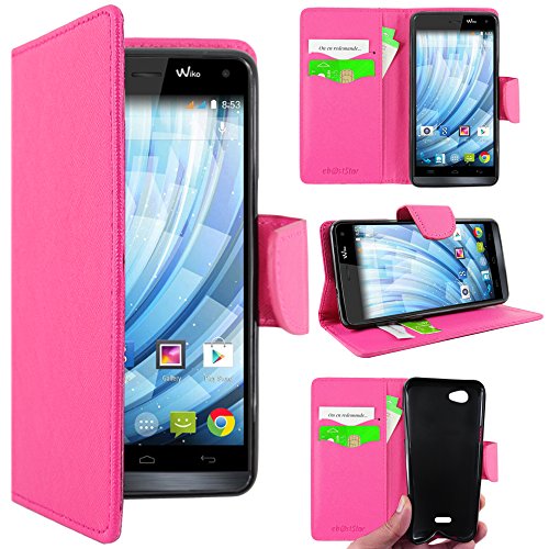 ebestStar - kompatibel mit Wiko Getaway Hülle Kunstleder Wallet Hülle Handyhülle [PU Leder], Kartenfächern, Standfunktion, Pink [Phone: 143 x 69.5 x 7.2mm, 5.0'']