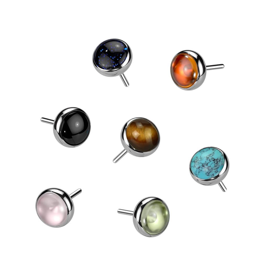 Paula & Fritz® Push-In Aufsatz Synthetischer Stein Titan-IUM Grade 23 Piercing Set Mehrfarbig 4-mm Ohr-Stecker Labret Stud Nipple Straight Barbell