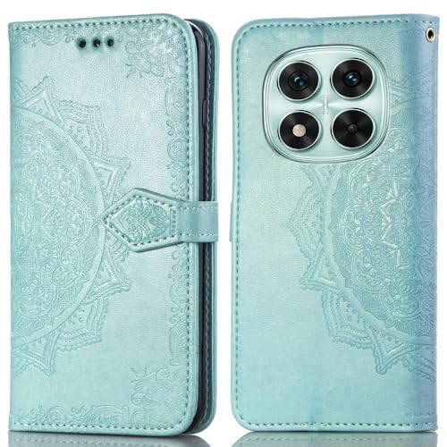 Image of ClickCase Queen Series for Redmi Note 15 Pro 5G Leather Flower Embossing Wallet Flip case Magnetic Closure Flip Cover for Redmi Note 15 Pro 5G (Sea Green)