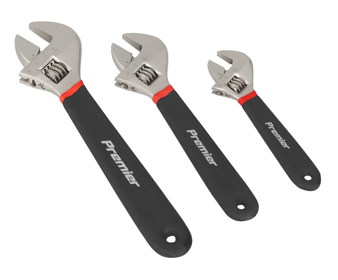 SEALEY ak907 Clé à molette réglable de finition Lot de 3 Ni-Fe