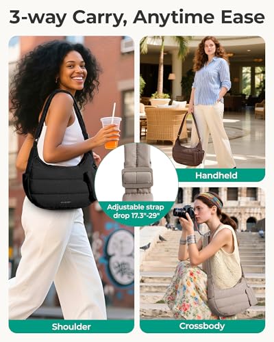 Image of BAGSMART Crossbody Purses for Women with Adjustable Strap Small Puffer bag | Hobo Bags, Compact Cross Body Bag Fluffy Shoulder Handbags Puffy Pouch