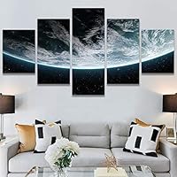 SIGNWIN 5 Panel Canvas Wall Art Modern Art Astronomy & Space Colorful Cosmic Decorative Elements Multicolor Photography for Home Decorations Ready to Hang - 60