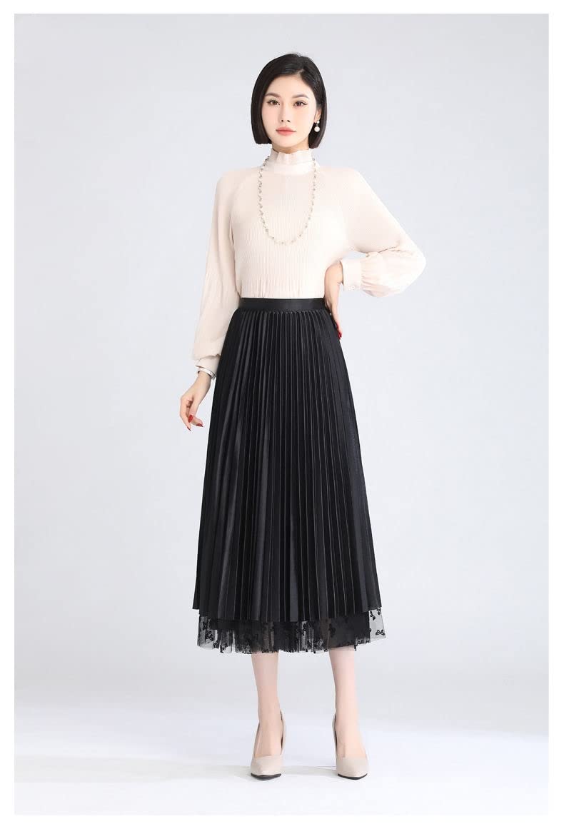 Jupe plissée Femmes Réversibles Jupe Arc Floquée À La Taille Haute Taille Une Jupe Plissée De Fil