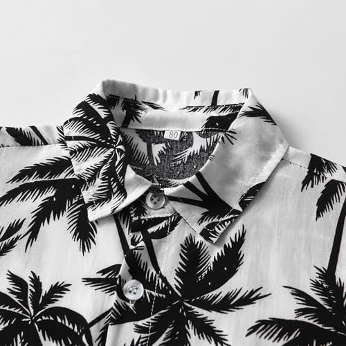 Image of KISBINI Toddler Boys Summer Clothes Set Hawaiian Cotton T-Shirt and Shorts Set Dinosaur Sharks Clothing Set