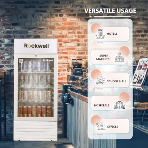 Image of ROCKWELL RVC200A, Visi cooler, Single glass door, 4 Year Warranty, White (Internal LED, Heavy Duty, Dynamic cooling)