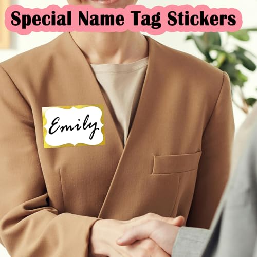 Gold Foil Name Tags Stickers, 3.5\" x 2.25\" Adhesive Sticky Name Tags Gift Labels for Class Union, Conference, Family Gatherings, 200PC (Gold) - Thumbnail 3