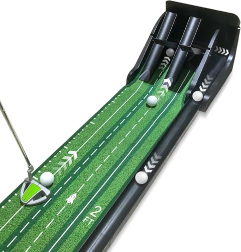 KOFULL Golf Putting Mat Indoor with Automatic Ball Return Golf Training 4 Slope Design Practice Game for Home Office Indoor and Outdoor Golf Gifts for Men Women Family