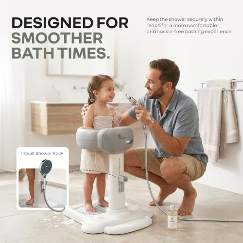 Image of R for Rabbit Fun Time Aqua Hug Bath Stand for Kids 9-36 Months | Baby Bath Stand with Adjustable Height, Anti-Skid Base & Shower Rack | Multipurpose Use for Bathing, Dressing & More (Metallic Grey)