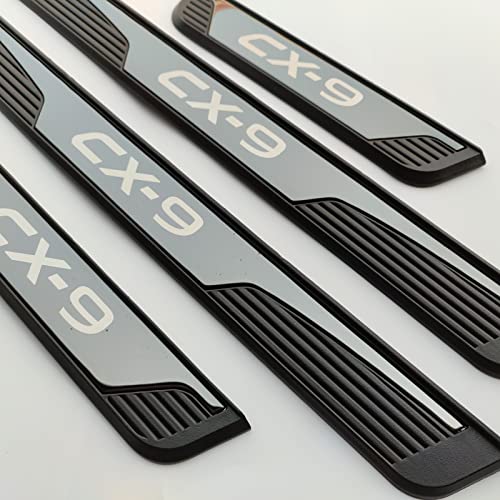 Gzbftdh Car Door Entry Guard, For Mazda Cx-9 Cx9 2017-2022 Accessories, Auto Door Sill Protector Stainless Steel With Abs Plastic Kick Panels Scuff Plate #TOP4