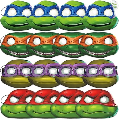 Ninja Turtle Party Favors Masks 16-Pack - Ninja Turtle Birthday Decorations