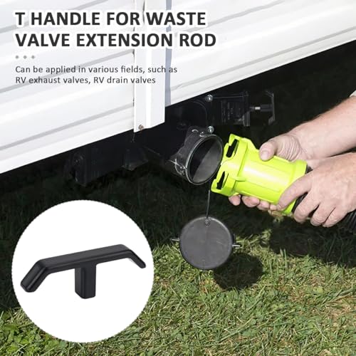 Image of 2pcs RV Waste Valve Handle Replacement for Waste Valve Extension Rod Black, RV Dump Valve Handle Replacement Universal Fit Black Tank Pull Handles