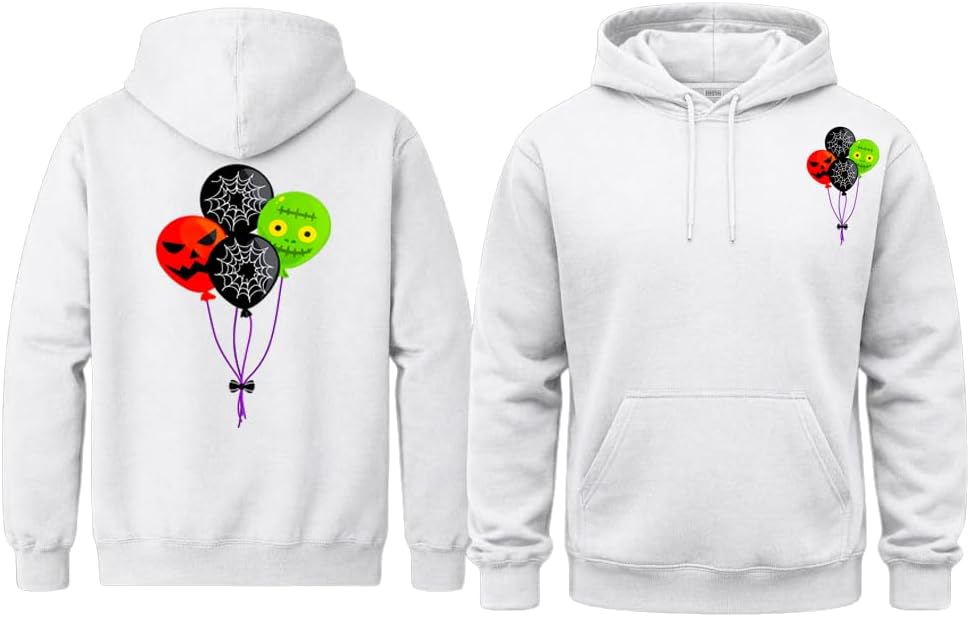 Halloween Balloon Pumpkin Skull Hoodie Cute Spooky Party Graphic Pullover Sweatshirt for Men Women