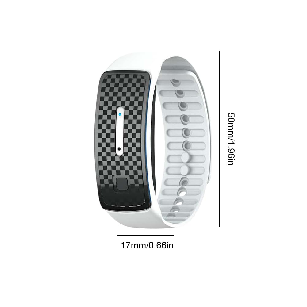 Pulsera Repelente de Mosquitos ultrasónica, 3 Modos, Pulsera para niños y Adultos, Resistente al Agua, Recargable para Acampar, Pescar, Deportes al Aire Libre (Blanco)