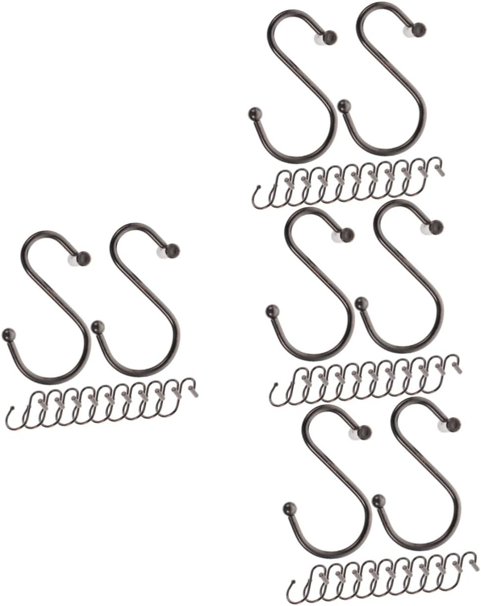 STOBAZA 48pcs Decorative Shower Curtain Hooks S-Shape Sliding Hangers for Easy Installation Bathroom Stylish Design for Rods and