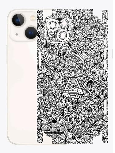 Image of AtOdds - Full Body Back Screen Guard Protector Film - Lamination Wrap Skin Sticker for iPhone 13 mini | Scratchproof Matte Finish (Design - Monocrome Bots)