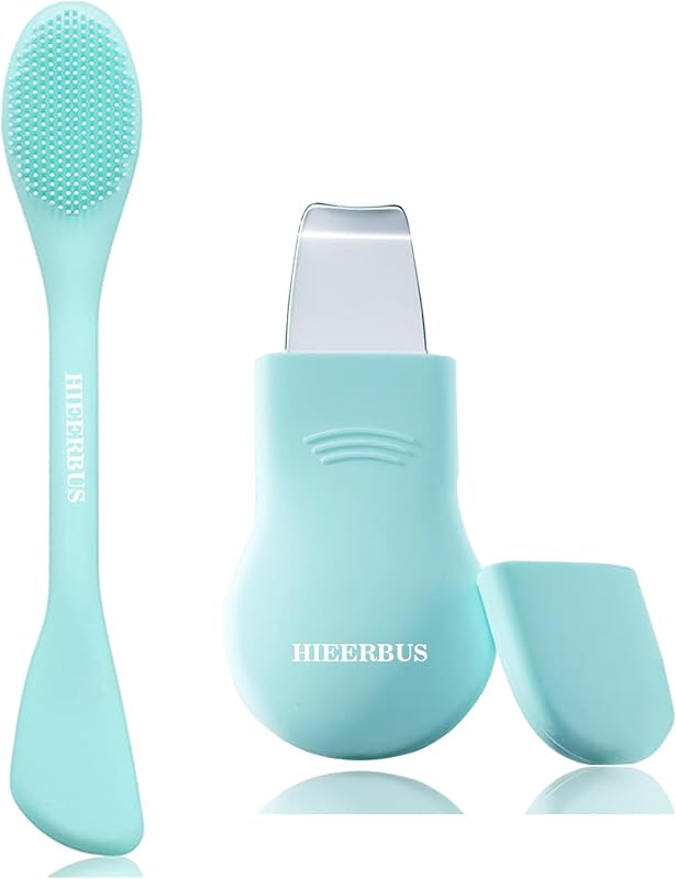 Kit 2 em 1 HIEERBUS com escova facial de silicone e espátula de aço inoxidável Azul