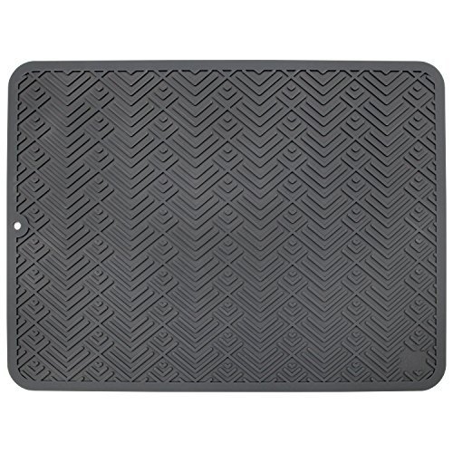 S&T INC. Heavy Duty Dish Drying Mat, Regular, Silicone Grey