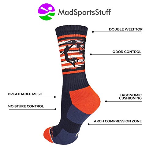 MadSportsStuff USA Basketball Socks with American Flag and Player Crew length3