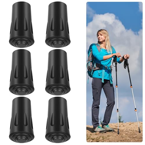 AYESY Puntas de Goma para Bastones de Marcha Nórdicos, 6 Piezas Tapas Protección Bastones de Senderismo Tapones Puntas de Goma Tranquilo y antideslizante para Senderismo al Aire Libre Trekking
